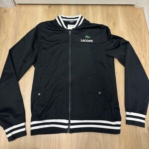 Lacoste Men's Black Varsity Bomber Jacket Back Logo Rare Size M